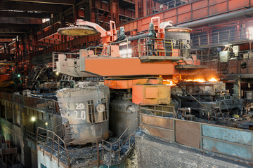 Metal smelting furnace in steel mills