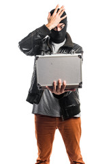 Robber holding a briefcase