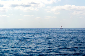 Wooden ship in the Mediterranean sea, Turkey