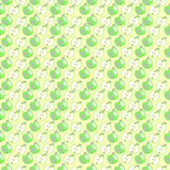Seamless vector fruit pattern, pastel symmetrical background with elements of apples