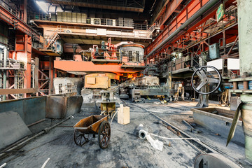 Metal smelting furnace in steel mills