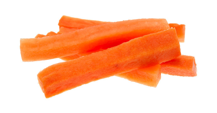 Carrot sticks on a white background