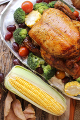 Roasted turkey chicken for thanksgiving day