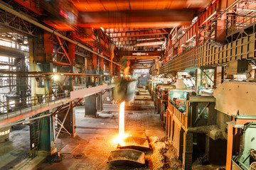 Metal smelting Steel mills factory scene