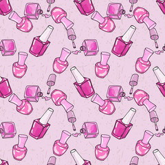 Seamless pattern with nail polish