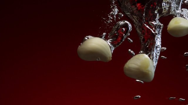Garlic in water shooting with high speed camera, phantom flex.
