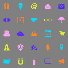 Internet website color icons on grey background