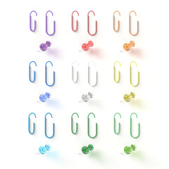 クリップと画鋲のイラストセット