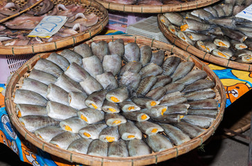 Stuffed fish on a Thai market