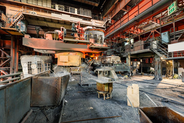 Metal smelting furnace in steel mills
