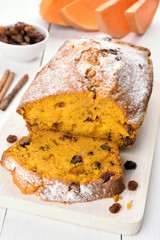 Sliced pumpkin bread