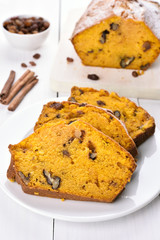 Sliced pumpkin bread