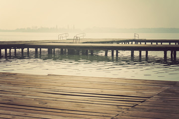 Obraz premium Old wooden dock. Vintage photo