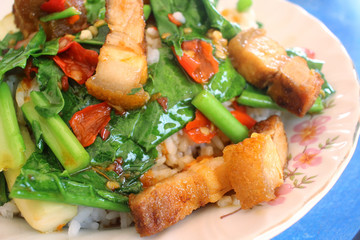 Fried pork and basil with rice