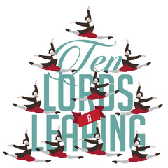 Ten lords a leaping Twelve days of Christmas royalty free illustration.