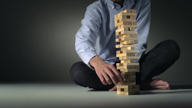 Block tower collapsing shooting with high speed camera, phantom flex.