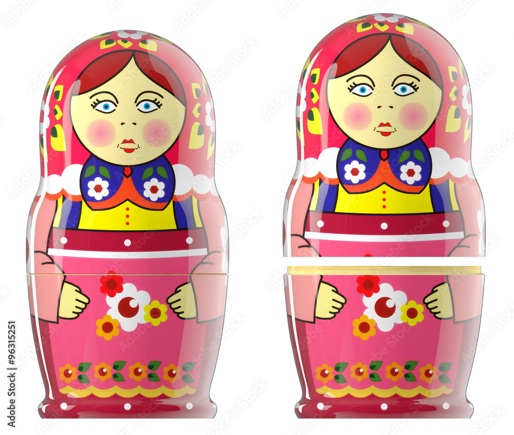 Wall mural Matryoshka doll isolated on white