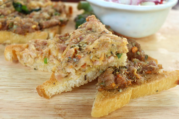Pork on toast bread