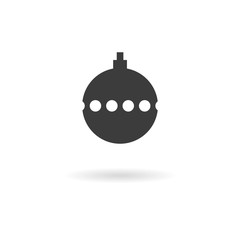 Dark grey icon for Christmas ornament on white background with s