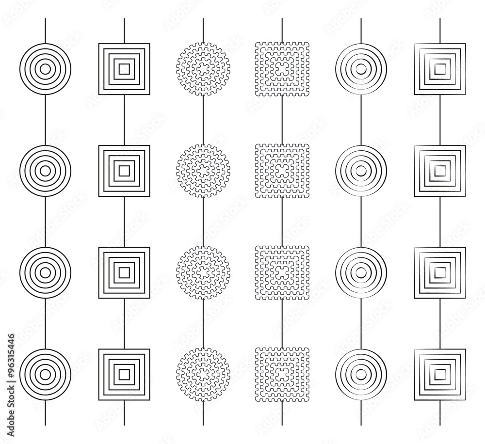 Poster collection of 6 simple greyscale gerland patterns seamless by ax