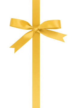 vertical yellow ribbon with bow from above