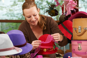 Hat Maker Working On Design In Studio