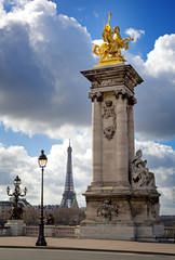 Pont Alexandre III bridge with the Eiffel Tower