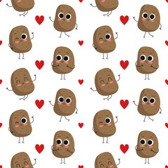 Potatoes, vector seamless pattern