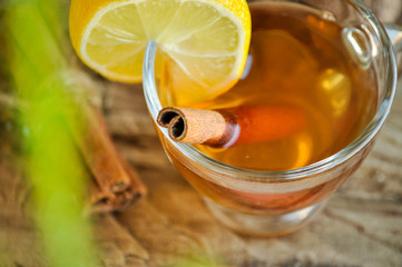 Hot wine for winter and Christmas with delicious orange and spices
