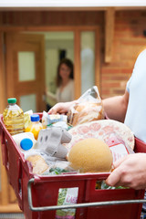 Man Delivering Online Grocery Order