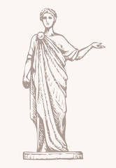 Ancient Roman statue. Vector drawing