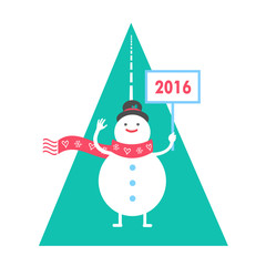 The snowman meets 2016 New Year