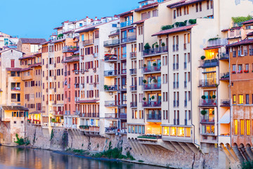 Florence. Ancient houses on the waterfront.