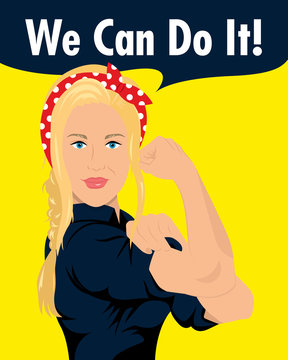 we can do it flat design blonde woman