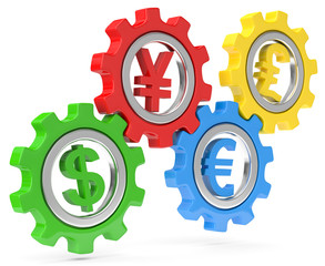 bunte Zahnräder Währung