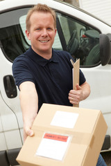 Courier Delivering Package Requiring Signature