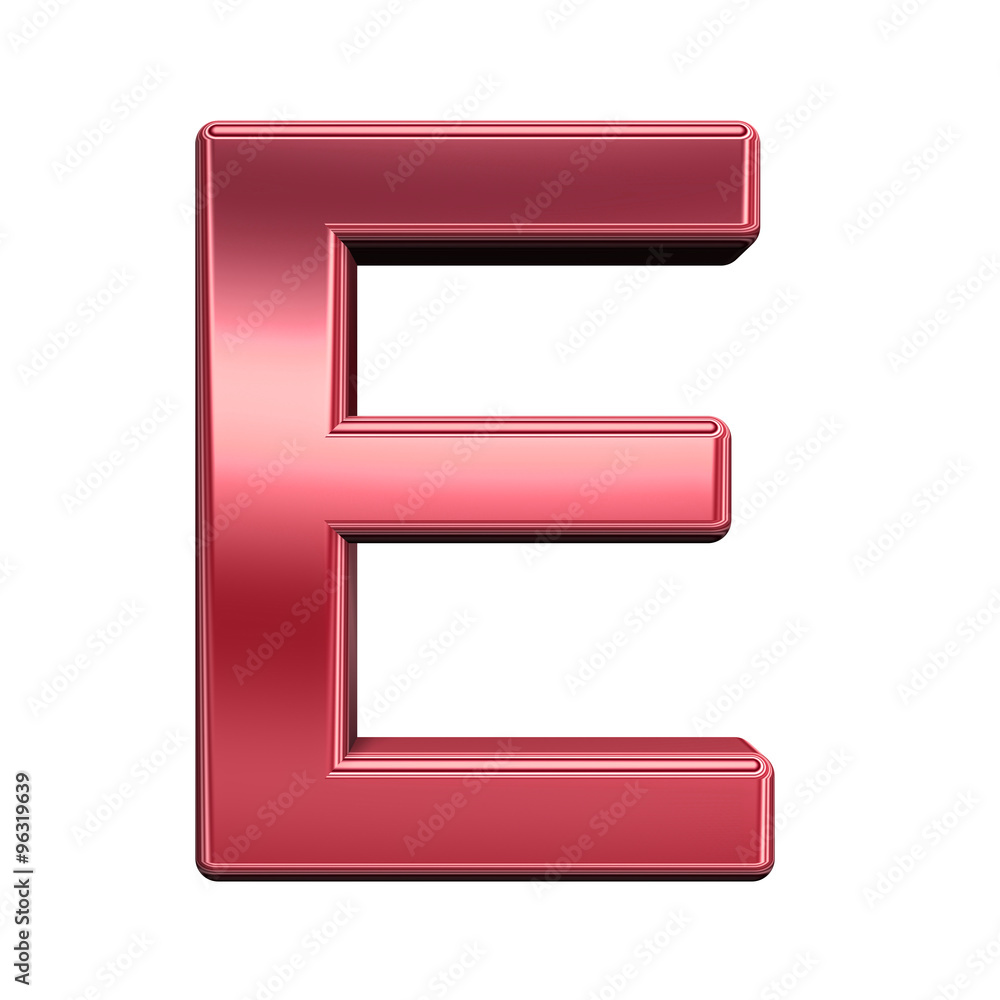 Poster one letter from shiny red alphabet set, isolated on white. computer generated 3d photo rendering.