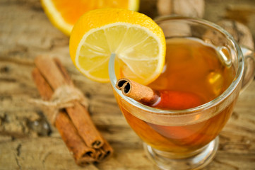 Hot wine for winter and Christmas with delicious orange and spices
