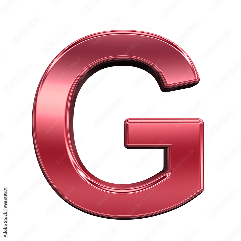 Fototapete one letter from shiny red alphabet set, isolated on white. computer generated 3d photo rendering.