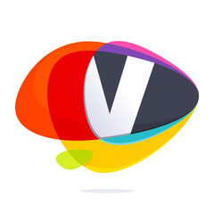 V letter with ellipses intersection logo.