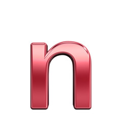 One lower case letter from shiny red alphabet set, isolated on white. Computer generated 3D photo rendering.