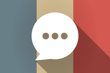 Long shadow flag of France vector icon with a comic balloon