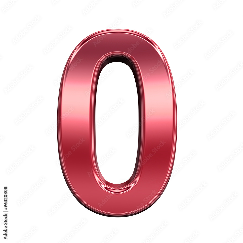 Fototapete one digit from shiny red alphabet set, isolated on white. computer generated 3d photo rendering.