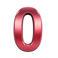 One digit from shiny red alphabet set, isolated on white. Computer generated 3D photo rendering.