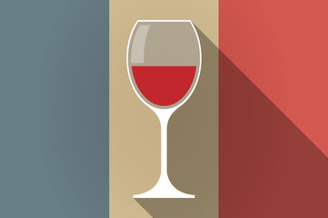 Long shadow flag of France vector icon with a cup of wine