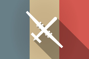 Long shadow flag of France vector icon with a war drone