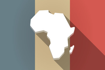 Long shadow flag of France vector icon with  a map of the africa