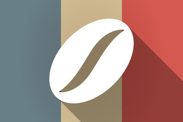 Long shadow flag of France vector icon with a coffee bean