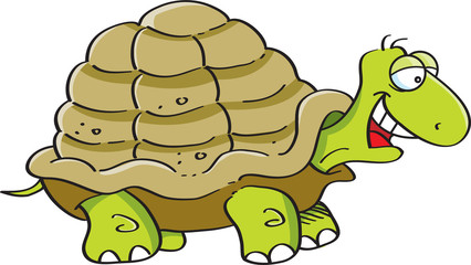Cartoon illustration of a happy turtle.