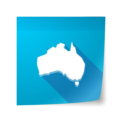 Long shadow vector sticky note icon with  a map of Australia